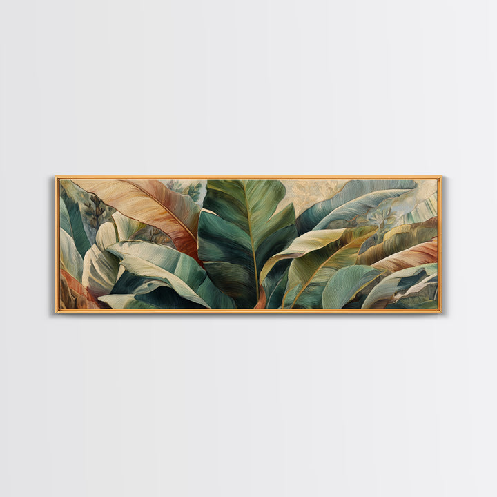 Banana Leaves Layered Framed Canvas Print, Tropical Art, Coastal Decor, Living Room Decor, Fine Art, Tropic, Modern Decor, TRO-3x1-1