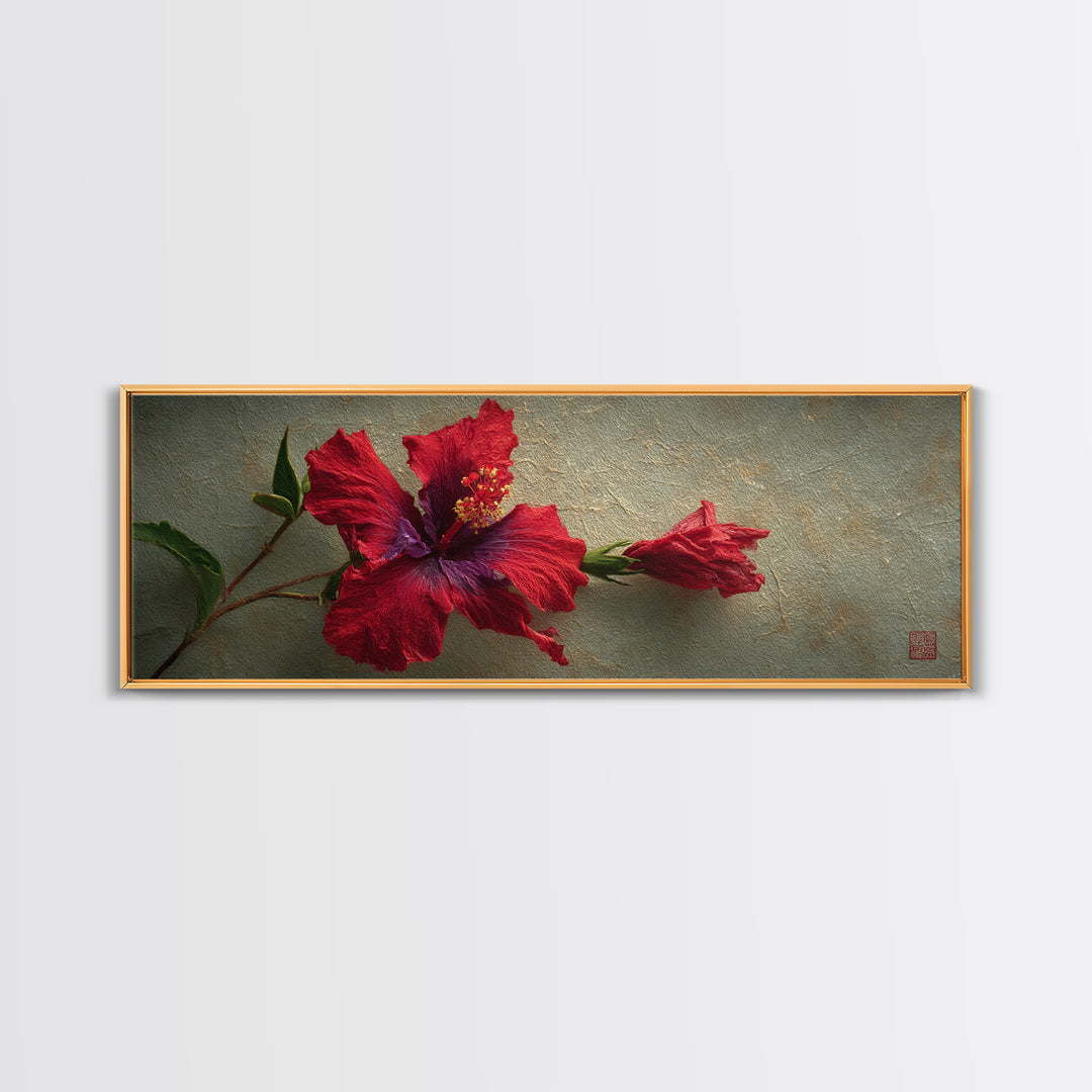 Hibiscus Flower Closeup Canvas Print, Tropical Art, Coastal Art, Living Room Decor, Fine Art, Tropic, Luxury Decor, TRO-3x1-21