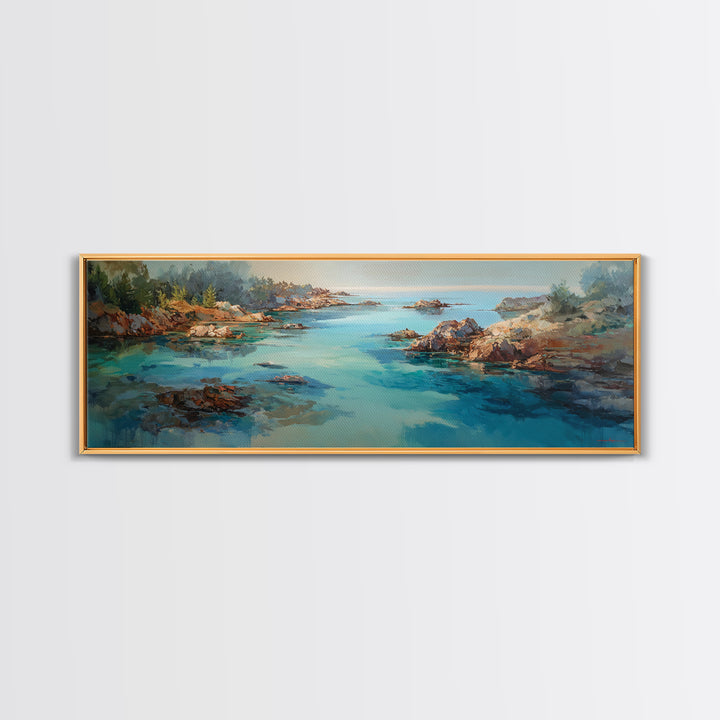 Tropical Lagoon with Turquoise Water Framed Canvas Print, Tropical Art, Room Decor, Living Room Decor, Fine Art, Tropic, TRO-3x1-23