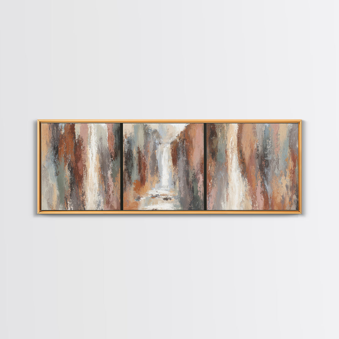 Jungle Waterfall with Misty Light Canvas Print, Tropical Art, Beach Decor, Living Room Decor, Oil Painting, Tropic, TRO-3x1-29