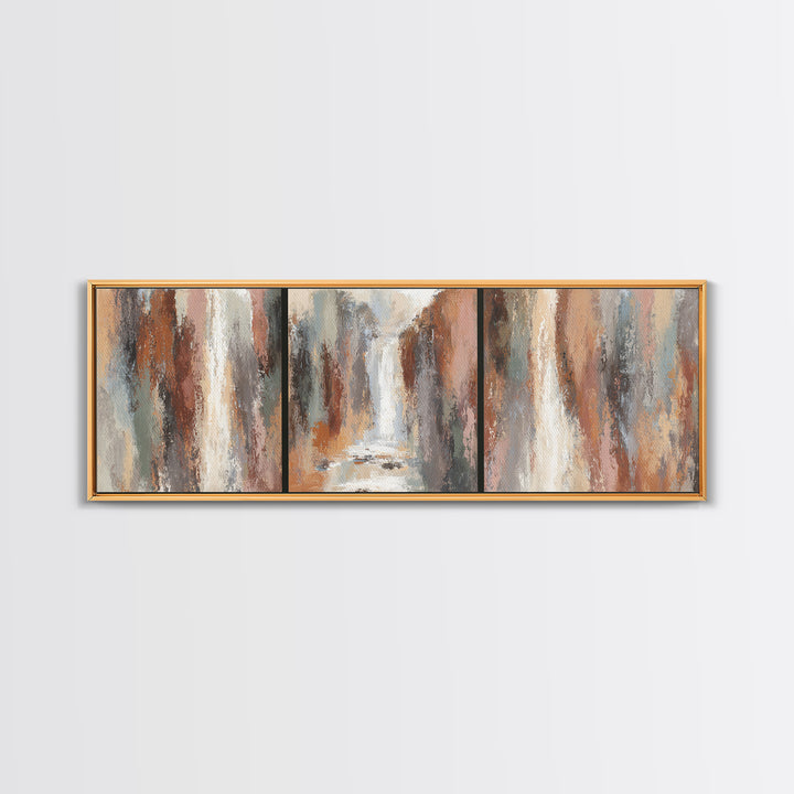 Jungle Waterfall with Misty Light Canvas Print, Tropical Art, Beach Decor, Living Room Decor, Oil Painting, Tropic, TRO-3x1-29