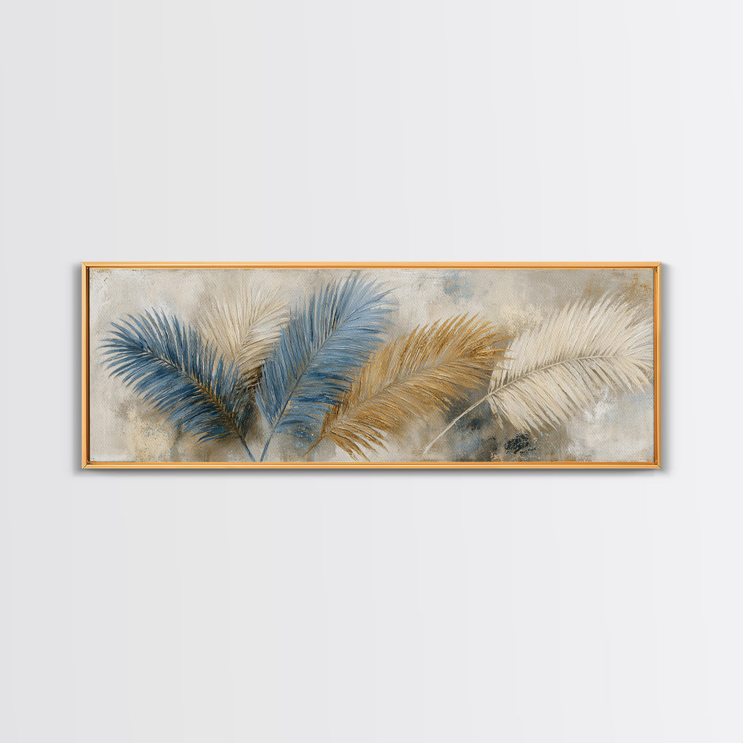 Rain Soaked Palm Leaf Closeup Framed Canvas Print, Tropical Art, Downloadable Prints, Living Room Decor, Watercolor Art, Tropic, TRO-3x1-37