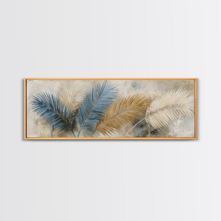 Rain Soaked Palm Leaf Closeup Framed Canvas Print, Tropical Art, Downloadable Prints, Living Room Decor, Watercolor Art, Tropic, TRO-3x1-37