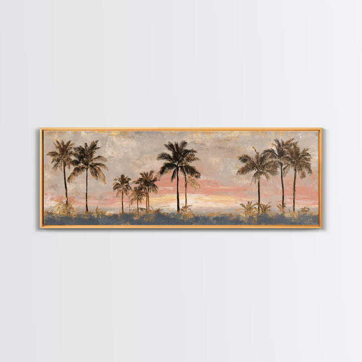 Palm Tree Silhouettes Framed Canvas Print, Tropical Art, Modern Decor, Living Room Decor, Fine Art, Tropic, Wall Decor, TRO-3x1-44