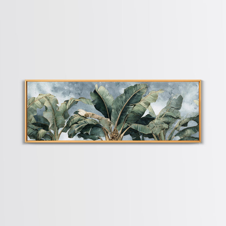 Banana Leaves Layered Canvas Print, Tropical Art, Beach Print, Living Room Decor, Abstract Art, Tropic, Textured Painting, TRO-3x1-49