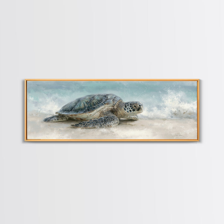 Sea Turtle Near Tropical Reef Framed Canvas Print, Tropical Art, Digital Prints, Living Room Decor, Fine Art, Tropic, TRO-3x1-59