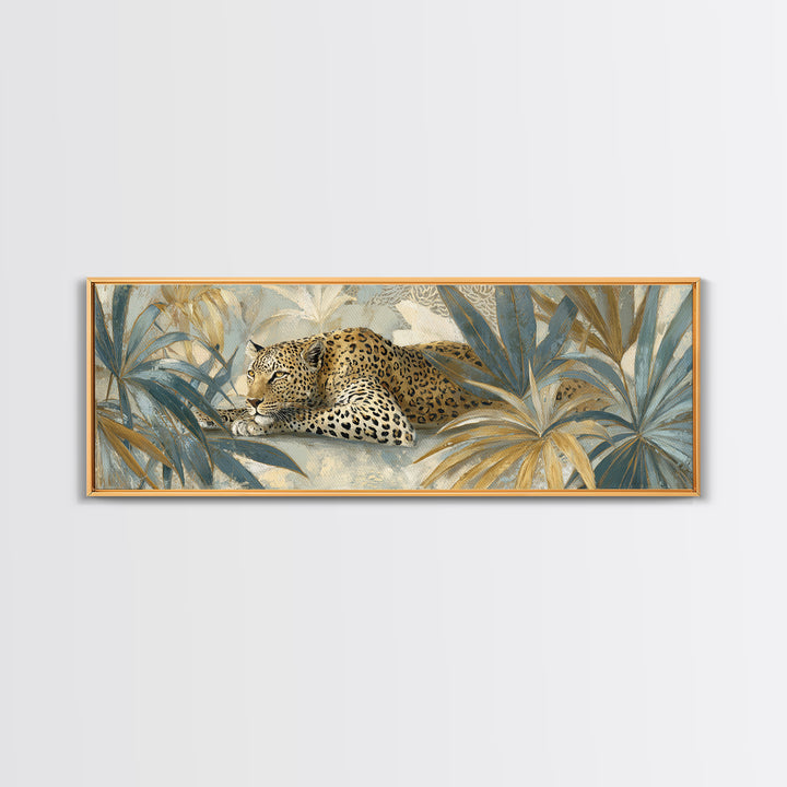 Leopard Hidden Among Palm Leaves Canvas Print, Tropical Art, Coastal Art, Living Room Decor, Fine Art, Tropic, Luxury Decor, TRO-3x1-6