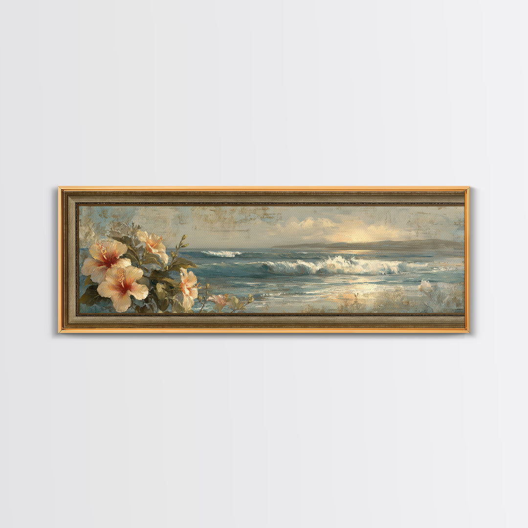 Sunset Surf Scene Canvas Print, Tropical Art, Boho Decor, Living Room Decor, Oil Painting, Tropic, Art Print, Digital Art, TRO-3x1-62