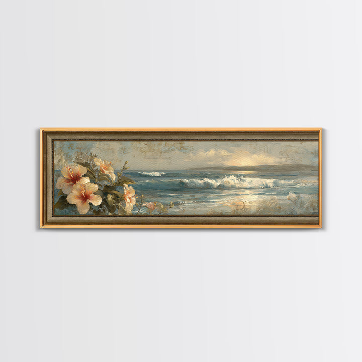 Sunset Surf Scene Canvas Print, Tropical Art, Boho Decor, Living Room Decor, Oil Painting, Tropic, Art Print, Digital Art, TRO-3x1-62