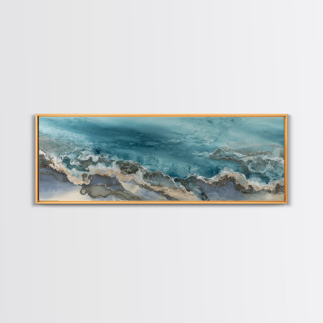 Tropical Lagoon with Turquoise Water Canvas Print, Tropical Art, Pink Wall Art, Living Room Decor, Tropic, Coastal Art, TRO-3x1-71