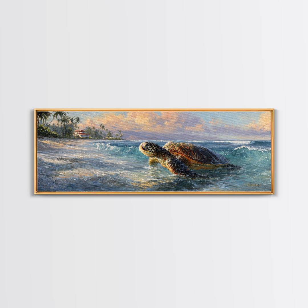 Sea Turtle Near Tropical Reef Canvas Print, Tropical Art, Wall Art Prints, Living Room Decor, Fine Art, Tropic, Beach Wall Art, TRO-3x1-83