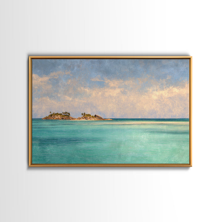 Tropical Lagoon with Turquoise Water Framed Canvas Print, Tropical Art, Room Decor, Living Room Decor, Fine Art, Tropic, TRO-3x2-35