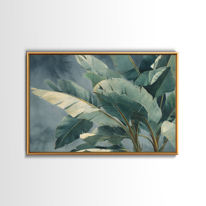 Banana Leaves Layered Canvas Print, Tropical Art, Botanical Art, Living Room Decor, Oil Painting, Tropic, Minimalist Decor, TRO-3x2-37