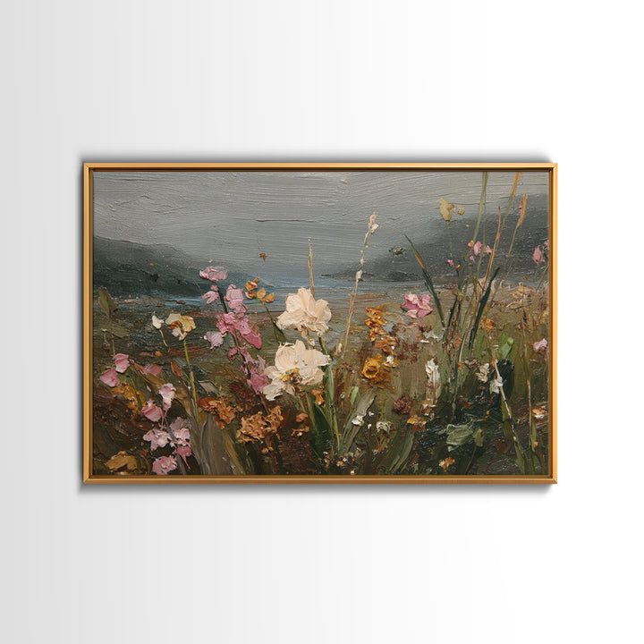Orchid and Hummingbird Composition Canvas Print, Tropical Art, Abstract Painting, Living Room Decor, Fine Art, Tropic, TRO-3x2-38