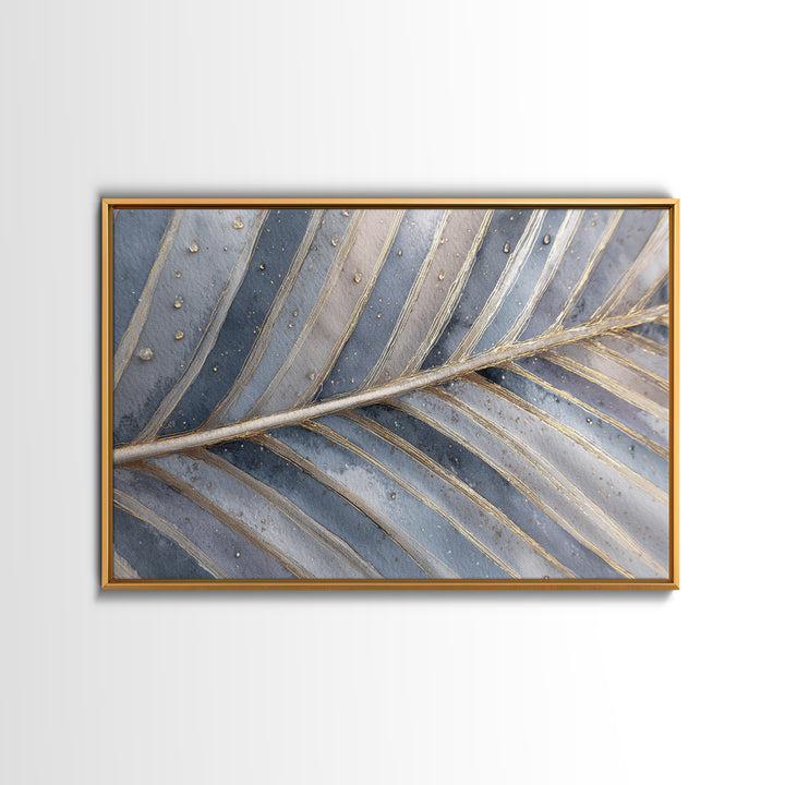 Rain Soaked Palm Leaf Closeup Canvas Print, Tropical Art, Neutral Decor, Living Room Decor, Oil Painting, Tropic, Home Decor, TRO-3x2-49