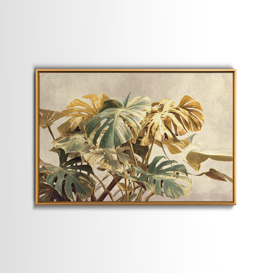 Lush Monstera Leaves Canvas Print, Tropical Art, Modern Decor, Living Room Decor, Fine Art, Tropic, Wall Decor, Digital Prints, TRO-3x2-53