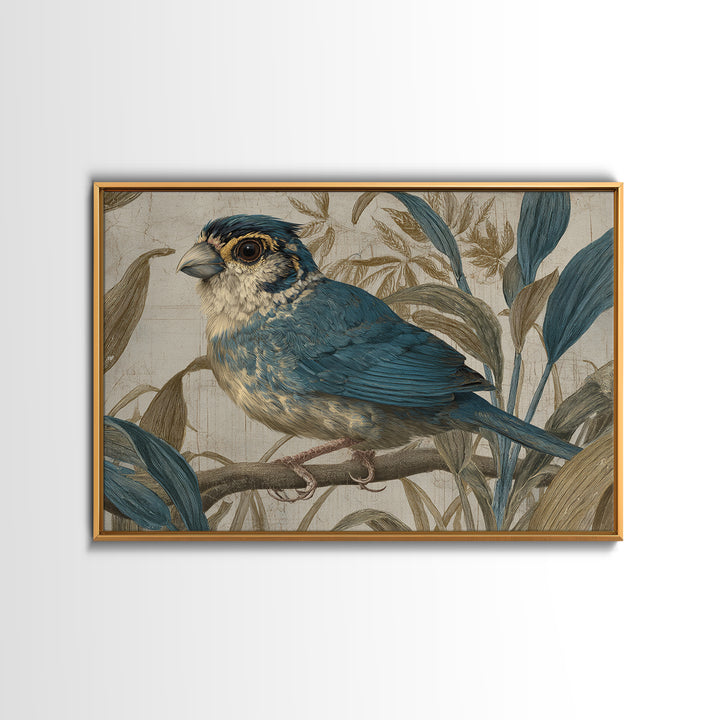 Colorful Jungle Bird Pattern Framed Canvas Print, Tropical Art, Print, Living Room Decor, Fine Art, Tropic, Coastal Wall Art, TRO-3x2-96