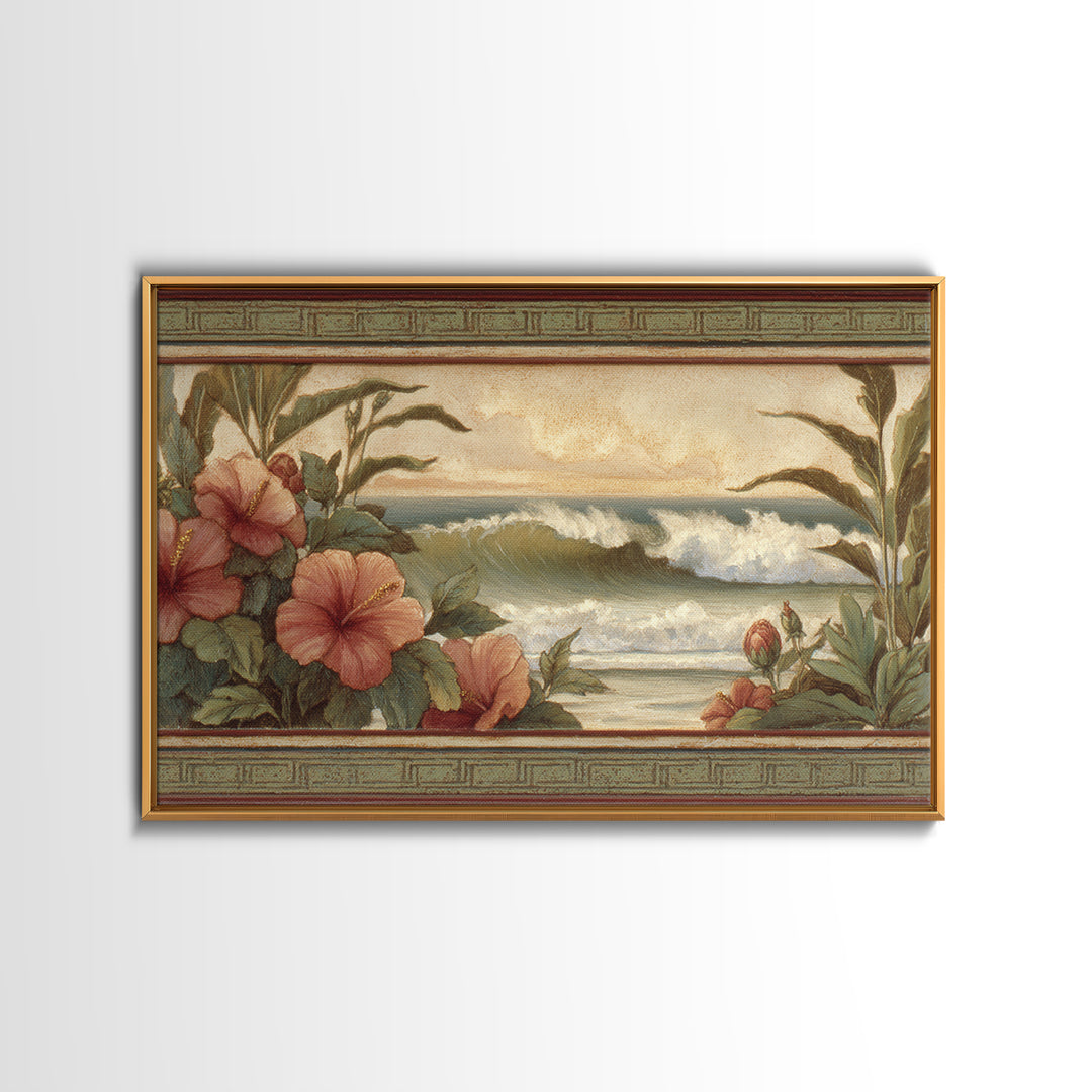Sunset Surf Scene Canvas Print, Tropical Art, Gallery Wall Art, Living Room Decor, Fine Art, Tropic, Textured Painting, TRO-3x2-98