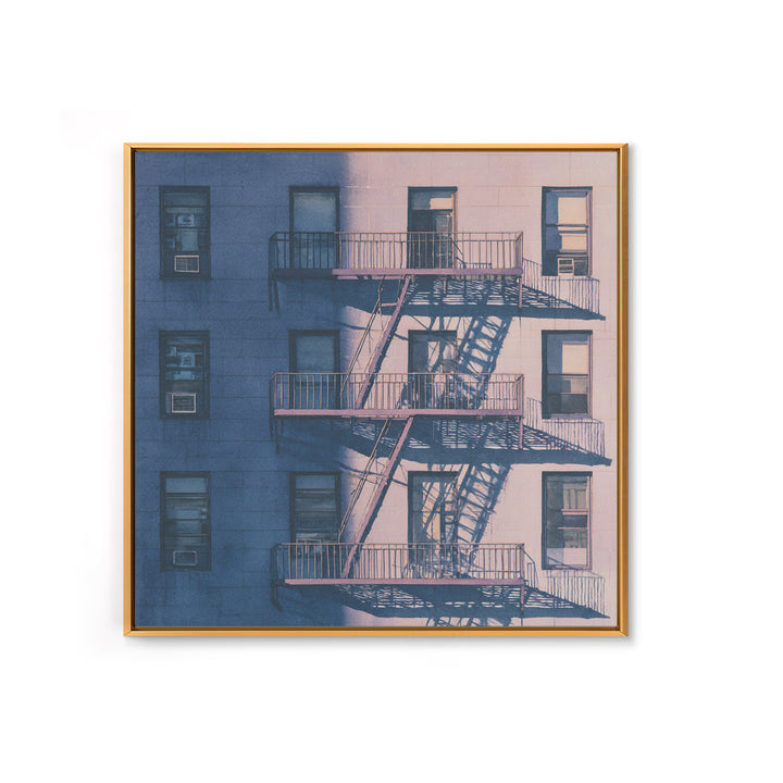 Fire Escape Silhouette Framed Canvas Print, Urban Art, African American Art, Living Room Decor, Fine Art, Urban, Gallery Decor, URB-1x1-2