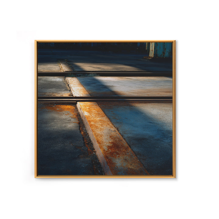 Industrial Rail Tracks Leading into City Canvas Print, Urban Art, Modern Art, Living Room Decor, Oil Painting, Urban, URB-1x1-22