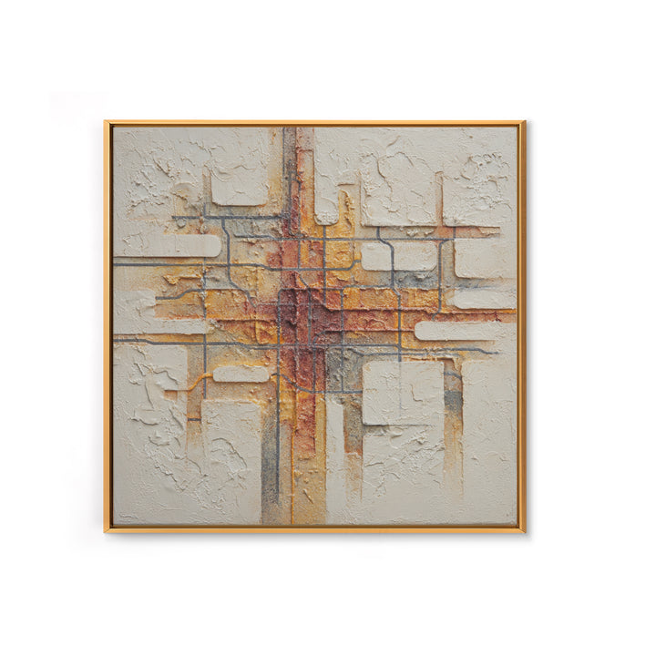 Abstract Subway Map Lines Without Labels Framed Canvas Print, Urban Art, Oil Painting, Living Room Decor, Fine Art, Urban, URB-1x1-28