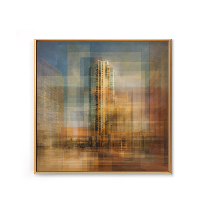 Modern Skyscraper Glass Reflections Framed Canvas Print, Urban Art, Pop Art, Living Room Decor, Fine Art, Urban, URB-1x1-38