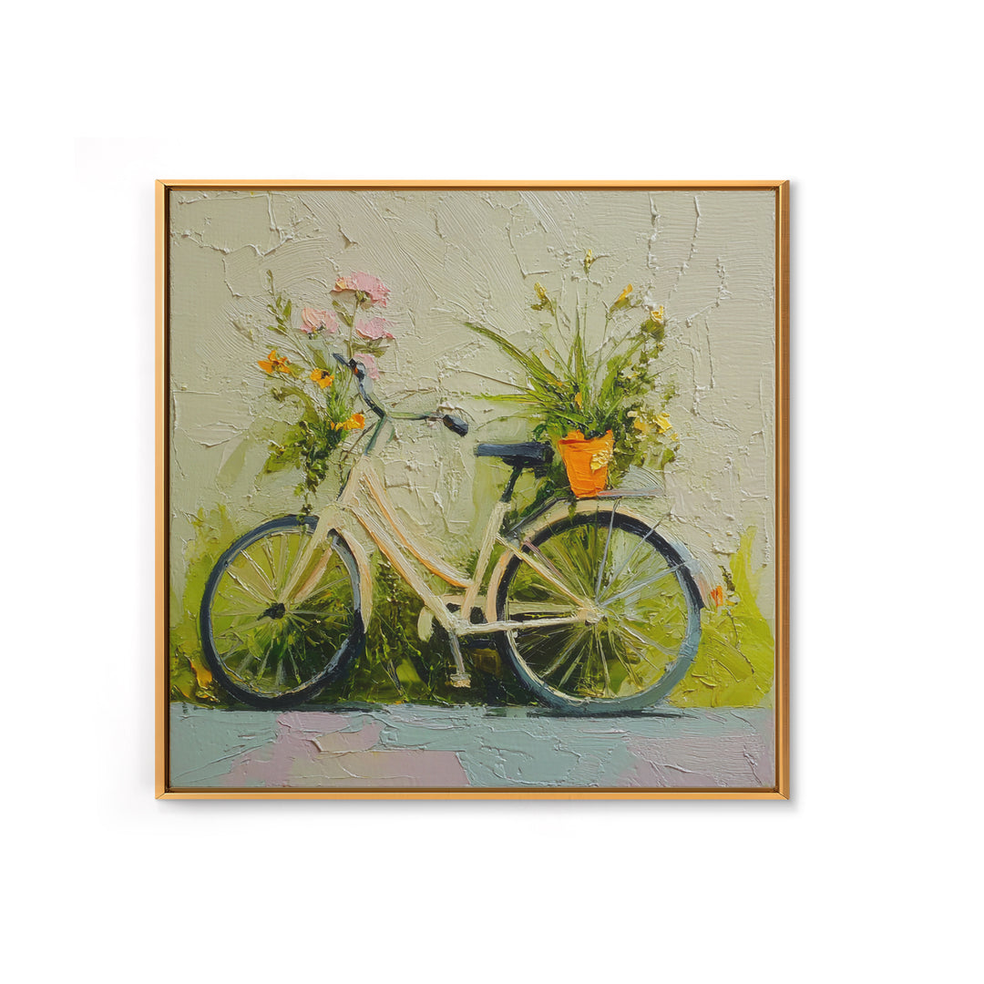 Bicycle Locked to Post Framed Canvas Print, Urban Art, African American Art, Living Room Decor, Fine Art, Urban, Gallery Decor, URB-1x1-39