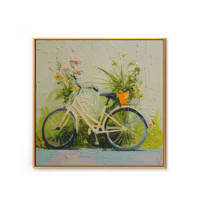 Bicycle Locked to Post Framed Canvas Print, Urban Art, African American Art, Living Room Decor, Fine Art, Urban, Gallery Decor, URB-1x1-39