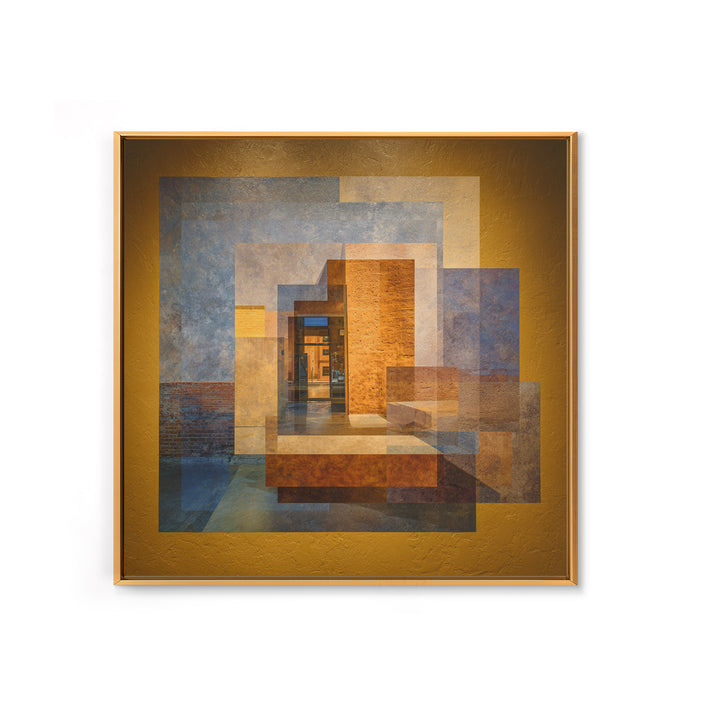Brick Wall and Window Shadows as Geometry Framed Canvas Print, Urban Art, Fine Art Print, Living Room Decor, Fine Art, Urban, URB-1x1-53