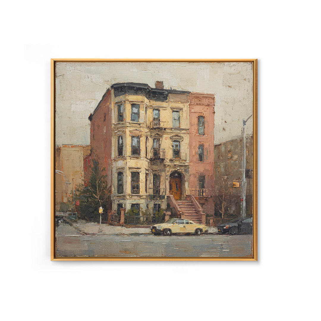 Brownstone Row in Soft Morning Light Canvas Print, Urban Art, Book Shelf Decor, Living Room Decor, Urban, Modern Decor, URB-1x1-60