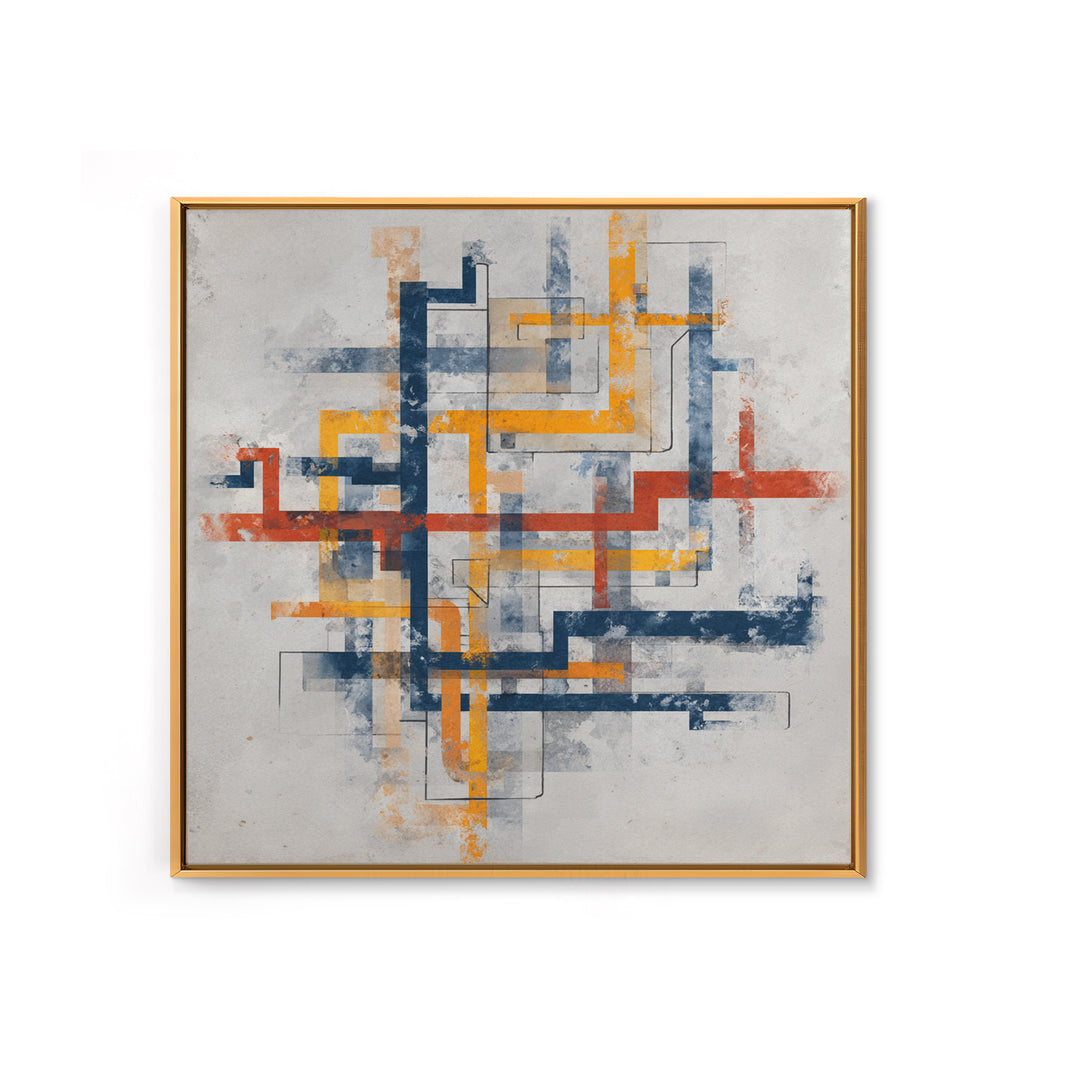 Abstract Subway Map Lines Without Labels Canvas Print, Urban Art, Canvas Painting, Living Room Decor, Abstract Art, Urban, URB-1x1-76