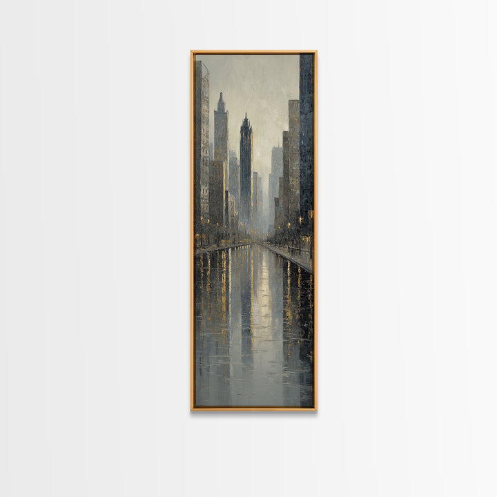 Moody City Skyline Reflected Canvas Print, Urban Art, Statement Artwork, Living Room Decor, Fine Art, Urban, Wall Decor, URB-1x3-13
