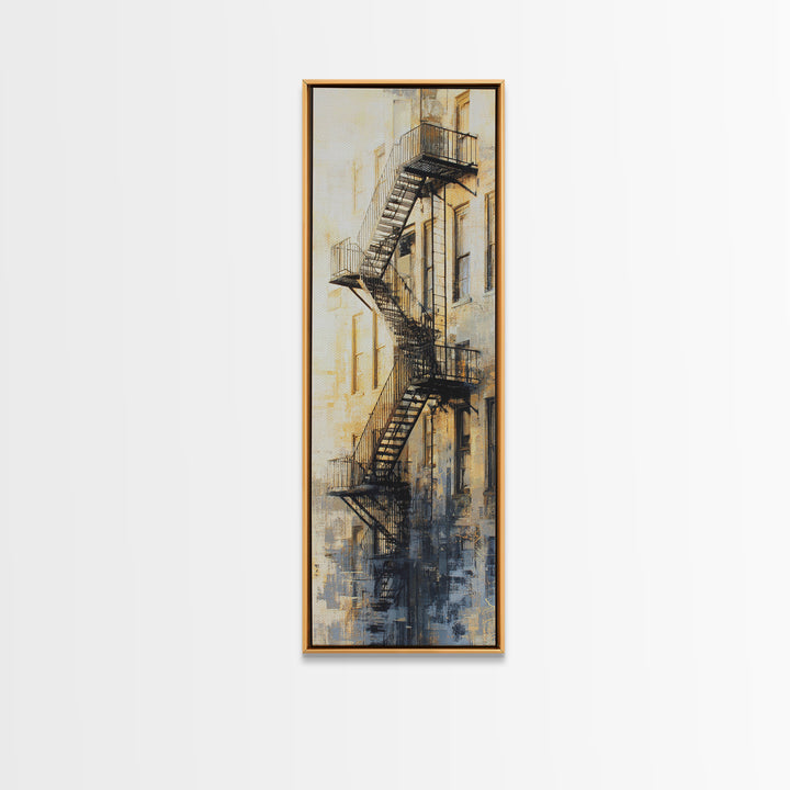 Fire Escape Silhouette Canvas Print, Urban Art, Black Girl Wall Art, Living Room Decor, Fine Art, Urban, Art Print, URB-1x3-38