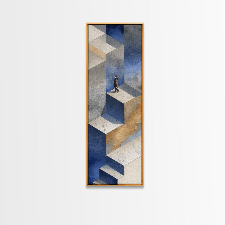 Skateboarder Crossing a Concrete Plaza Canvas Print, Urban Art, Art Deco, Living Room Decor, Fine Art, Urban, Book Shelf Decor, URB-1x3-43