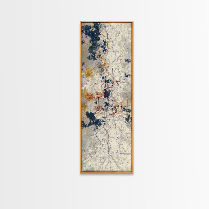 Abstract Subway Map Lines Without Labels Framed Canvas Print, Urban Art, Canvas Wall Art, Living Room Decor, Abstract Art, URB-1x3-64