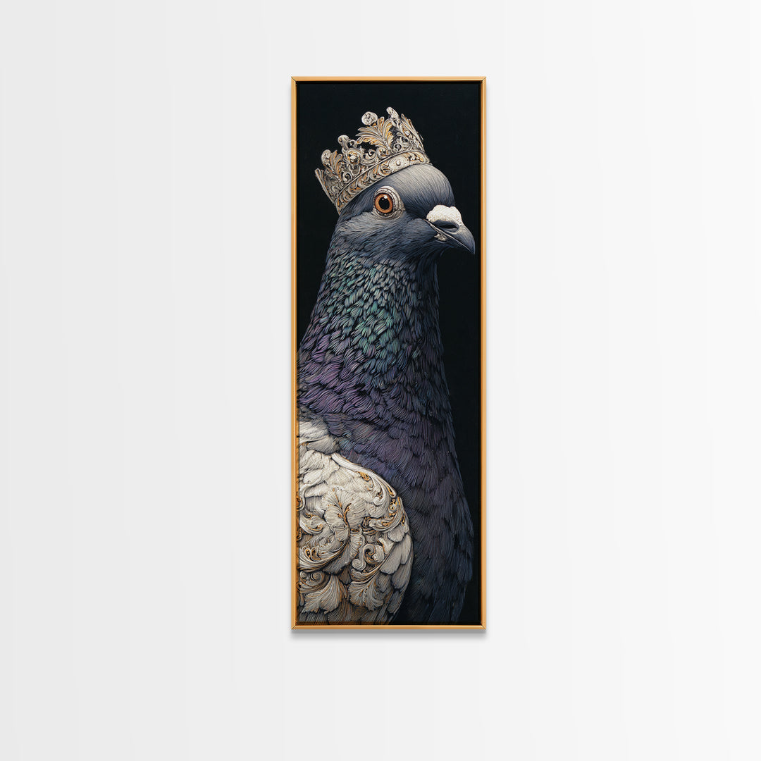 Urban Pigeon Portrait Canvas Print, Urban Art, Textured Wall Art, Living Room Decor, Oil Painting, Urban, Digital Download Art, URB-1x3-68