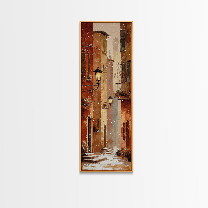 Streetlamp and Falling Snow Canvas Print, Urban Art, Printable Wall Art, Living Room Decor, Fine Art, Urban, Modern Art, URB-1x3-73