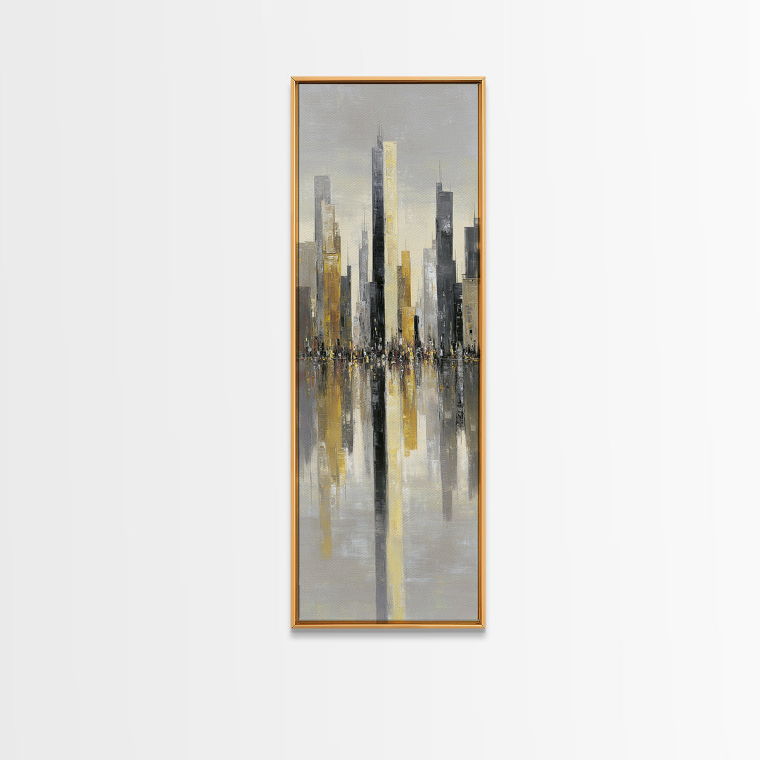 Moody City Skyline Reflected Canvas Print, Urban Art, Poster, Living Room Decor, Abstract Art, Urban, Modern Wall Art, URB-1x3-85