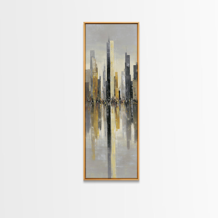 Moody City Skyline Reflected Canvas Print, Urban Art, Poster, Living Room Decor, Abstract Art, Urban, Modern Wall Art, URB-1x3-85