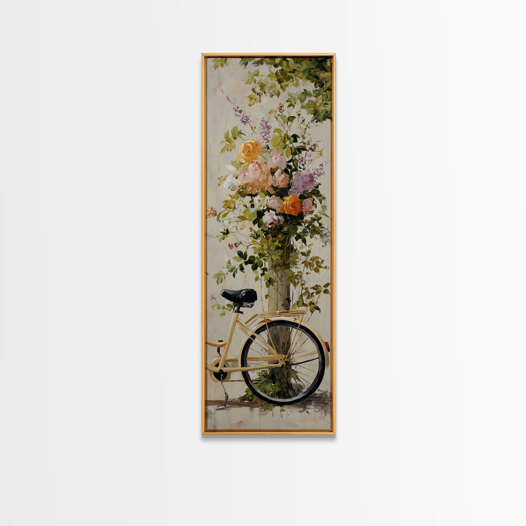 Bicycle Locked to Post Canvas Print, Urban Art, Pop Art, Living Room Decor, Watercolor Art, Urban, Textured Painting, URB-1x3-99
