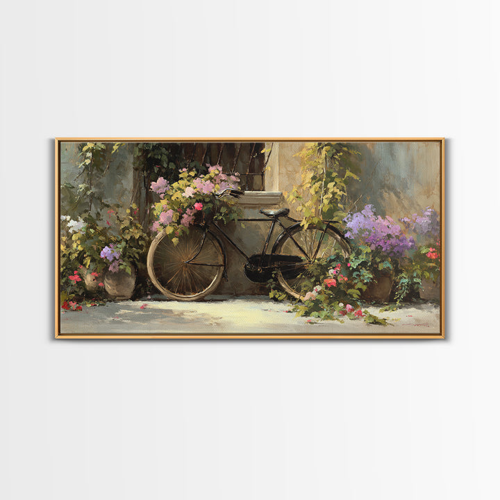 Bicycle Locked to Post Framed Canvas Print, Urban Art, African American Art, Living Room Decor, Fine Art, Urban, Gallery Decor, URB-2x1-11