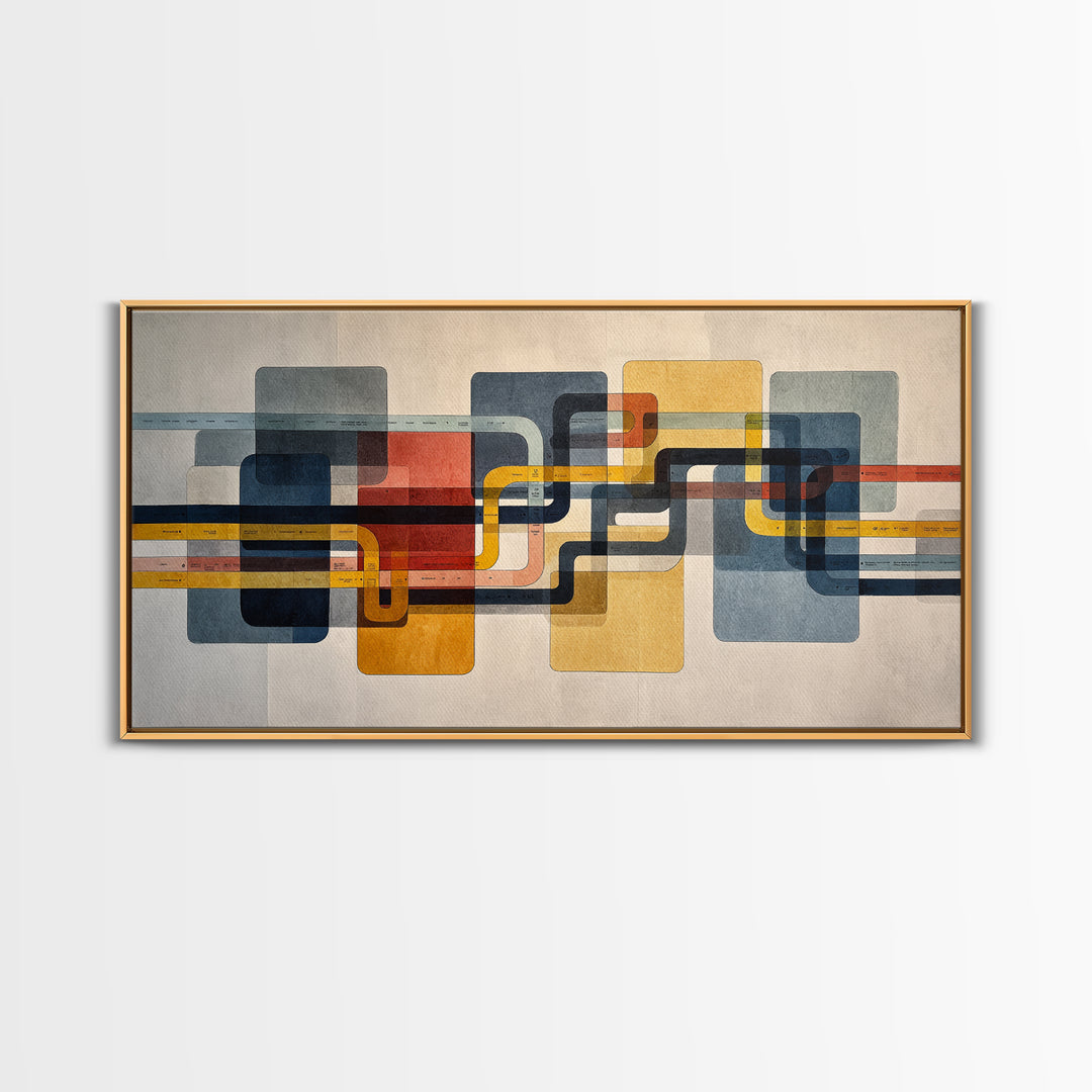 Abstract Subway Map Lines Without Labels Canvas Print, Urban Art, Wall Decor, Living Room Decor, Abstract Art, Urban, URB-2x1-48