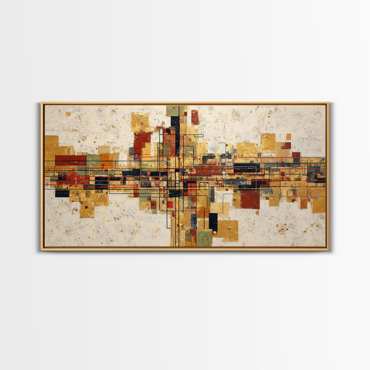 Abstract Subway Map Lines Without Labels Framed Canvas Print, Urban Art, Original Art, Living Room Decor, Abstract Art, Urban, URB-2x1-72