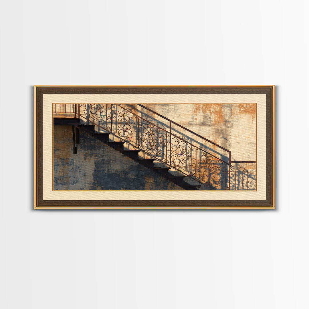 Fire Escape Silhouette Canvas Print, Urban Art, Wall Decor, Living Room Decor, Fine Art, Urban, Living Room Wall Art, URB-2x1-94