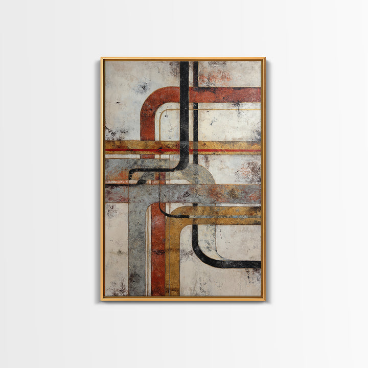 Abstract Subway Map Lines Without Labels Framed Canvas Print, Urban Art, Wall Art, Living Room Decor, Abstract Art, Urban, URB-2x3-60