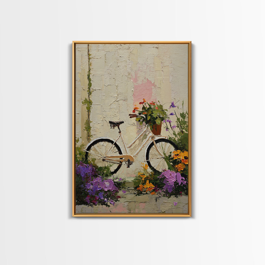 Bicycle Locked to Post Canvas Print, Urban Art, Original Painting, Living Room Decor, Oil Painting, Urban, African American Art, URB-2x3-71