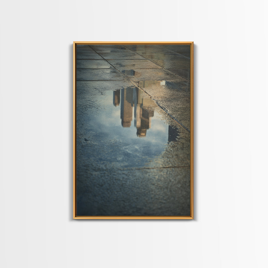 Moody City Skyline Reflected Canvas Print, Urban Art, Poster, Living Room Decor, Abstract Art, Urban, Modern Wall Art, URB-2x3-9