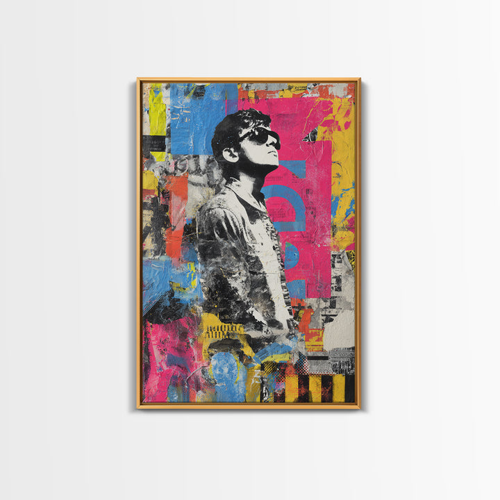 Graffiti Covered Alley Rendered as Color Collage Canvas Print, Urban Art, Black Wall Art, Living Room Decor, Fine Art, Urban, URB-2x3-91