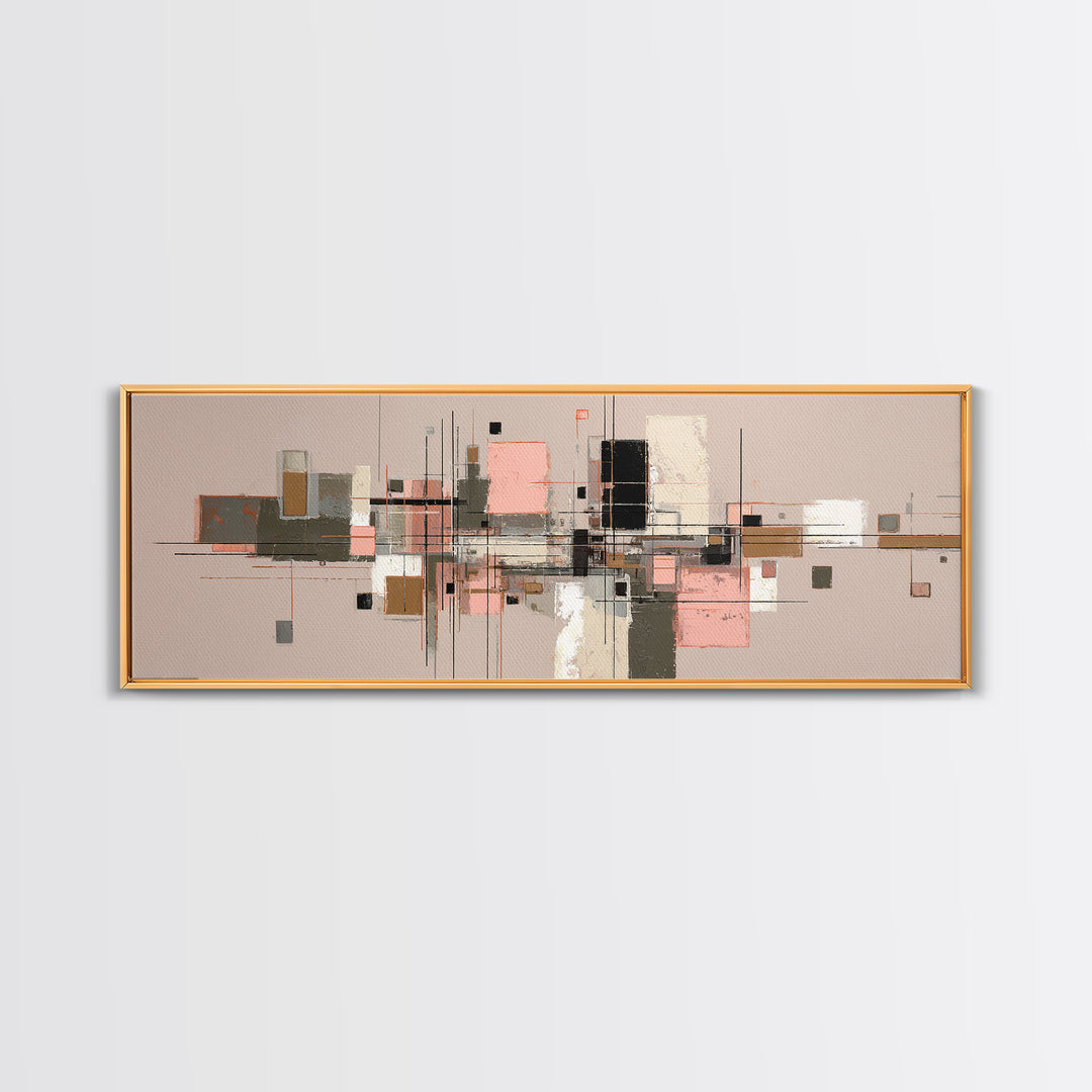 High Rise Window Grid Abstract Canvas Print, Urban Art, Pop Art, Living Room Decor, Abstract Art, Urban, Textured Painting, URB-3x1-11