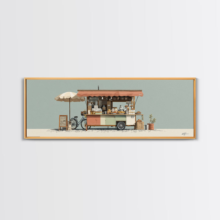 Street Food Cart Still Life Without Signage Framed Canvas Print, Urban Art, Room Decor, Living Room Decor, Fine Art, Urban, URB-3x1-63